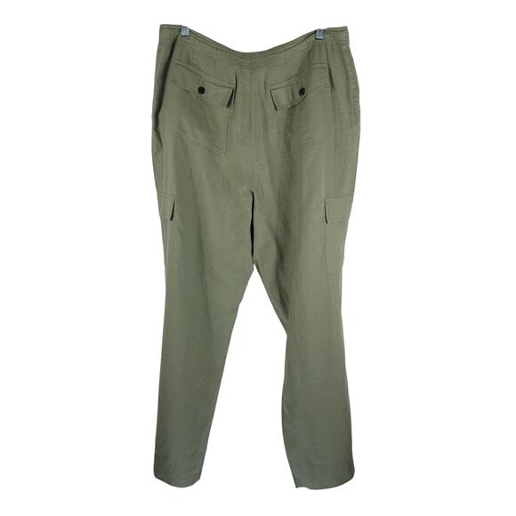 Caribbean Joe Women's Light Green 100% Linen Pants 16 - Picture 2 of 4
